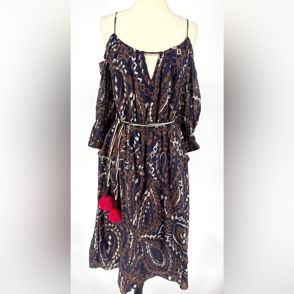 Anthropologie | VanessaVirginia Brown and Black V-Neck Wrap Sundress - Picture 1 of 7